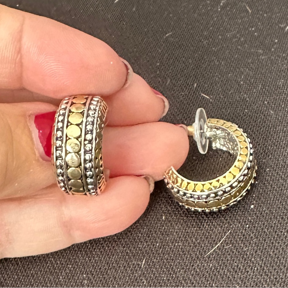 Beautiful mixed metal hoop earrings   Pierced